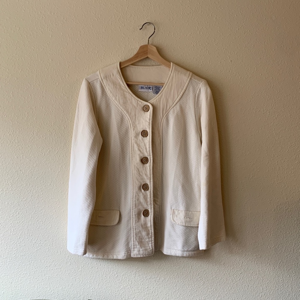 Collarless Knit Sweater Coat
